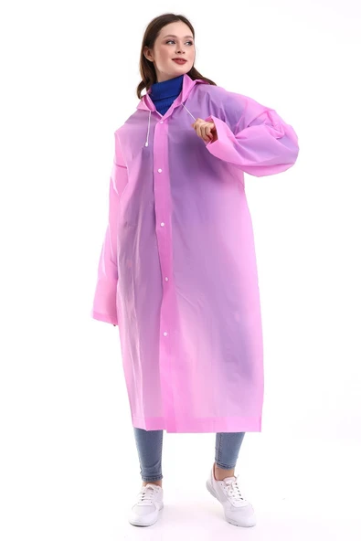 Bosile Kadın Erkek Yağmurluk Şemsiye Kapüşonlu Çıtçıtlı Eva Siyah Yağmurluk - 3