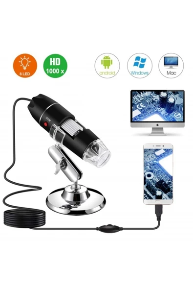 Miniroskop Dijital Taşınabilir 1000x 2mp 8 Ledli Usb Mikroskop Usb-micro Sd Aparatlı - 2