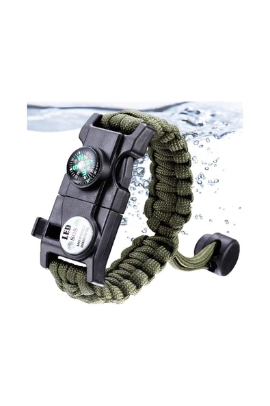 Bosile Depremde Ve Acil Afetlerde Pusula,fenerli Yüksek Desibel Düdüklü Hayatta Kalma Bilekliği - 2