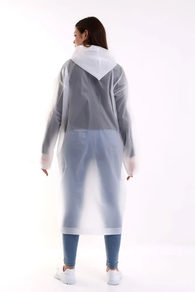 Bosile Kadın Erkek Yağmurluk Şemsiye Kapüşonlu Çıtçıtlı Eva Siyah Yağmurluk - 6