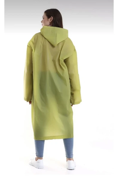 Chunky Frame Kadın Erkek Yağmurluk Şemsiye Kapüşonlu Çıtçıtlı Eva Siyah Yağmurluk - 5