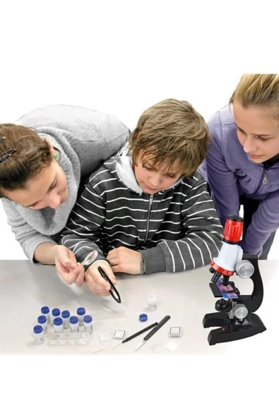 Bosile Faturalı Işıklı Mikroskop Çocuk Eğitimi Için Mikroskop Seti 100x400x1200x Büyütme - Resim 3