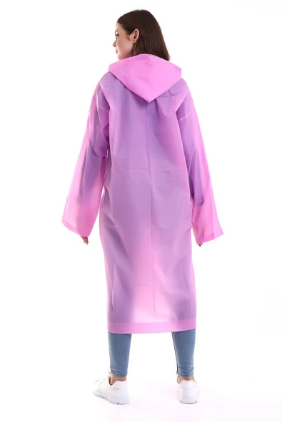 Chunky Frame Kadın Erkek Yağmurluk Şemsiye Kapüşonlu Çıtçıtlı Eva Beyaz Yağmurluk - 5