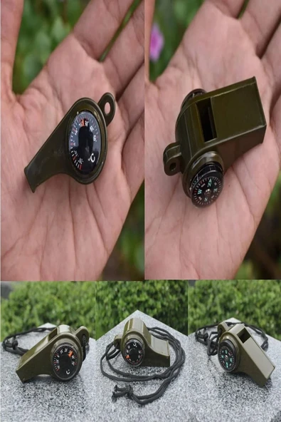 Bosile Yüksek Desibel Özellikli Termometre Ve Pusulalı Arama Kurtarma Ve Deprem Çantasılık Pusulalı Düdük - 4