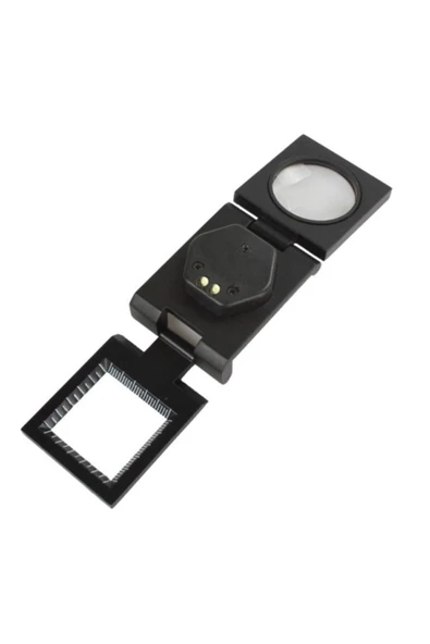 center34 Led Işıklı Lup Mercek Metal Katlanır Ölçekli Kılıflı Büyüteç - 5