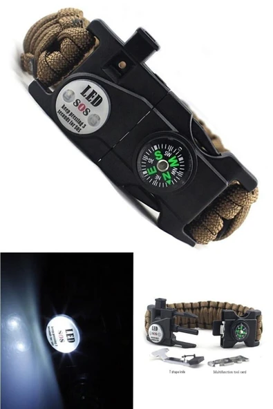 Bosile Paracord Hayatta Kalma Bilekliği Turuncu-siyah