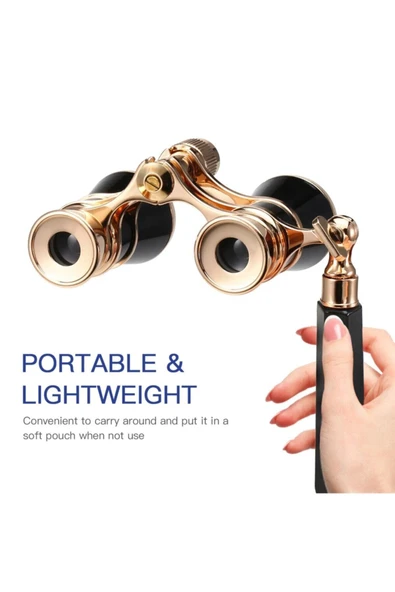 Comet 3x25 Prinç Siyah Metal Kaplamalı Gemi,doğa,tiyatro,opera Tutamaklı Izleme Dürbünü - Resim 6