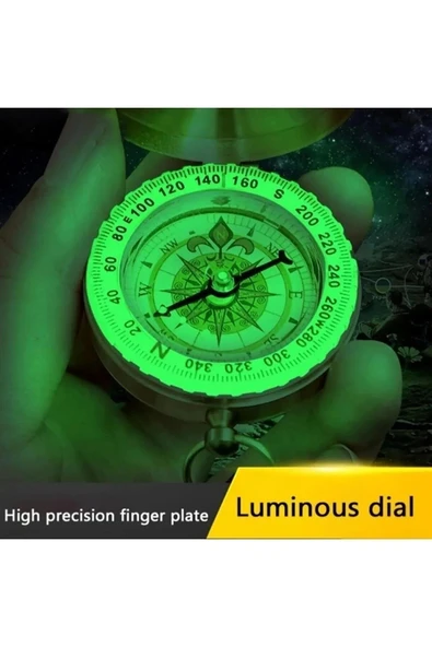 light honey Yuvarlak Sarı Metal Kasa Su Geçirmez Fosforlu Dayanıklı Pusula (5cmx1.6cm) Kamp İzcilik Malzemesi - 2