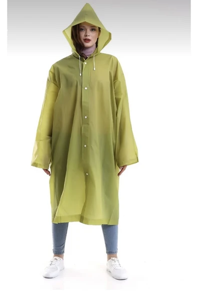Bosile Kadın Erkek Yağmurluk Şemsiye Kapüşonlu Çıtçıtlı Eva Siyah Yağmurluk - 4
