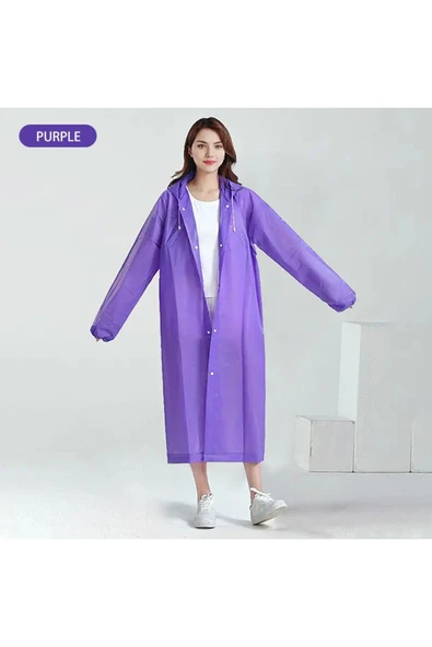 Bosile Kadın Erkek Yağmurluk Şemsiye Kapüşonlu Çıtçıtlı Eva Siyah Yağmurluk