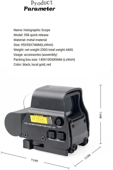 Bosile 558 Xps2 Hedef Işaretleyici Çöl Renk Holografik Reddot - 6