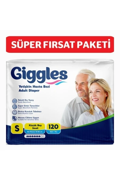 Giggles Yetişkin Bel Bantlı Hasta Bezi Small 120 Adet