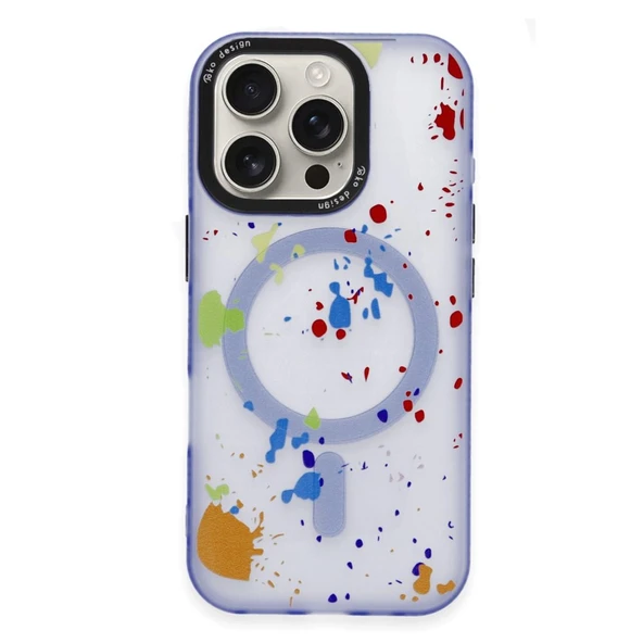 İPhone 16 Pro Uyumlu Magsafe Özellikli Gökkuşağı Kılıf - Resim 7