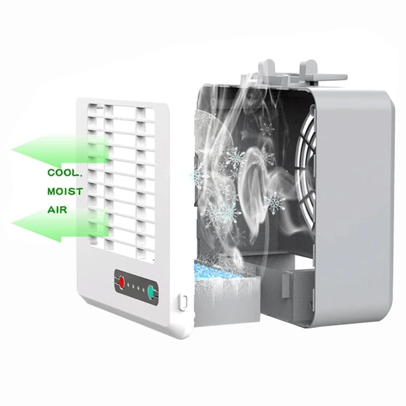 Taşınabilir Mini Sessiz Ev Tipi Enerji Tasarruflu Masaüstü Klima Fanı Beyaz - 5