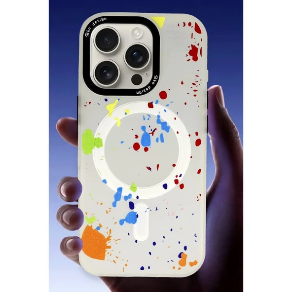 İPhone 16 Pro Uyumlu Magsafe Özellikli Gökkuşağı Kılıf - Resim 8