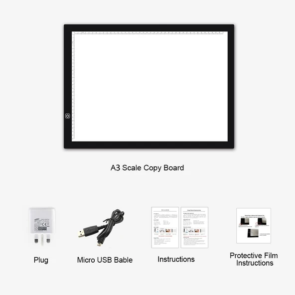 A3 Boyutunda 8W 5V LED Ultra İnce Ayarsız Dimli Akrilik Kopya Tahtası Anime Çizim için USB Kablo ve Fişli - 8