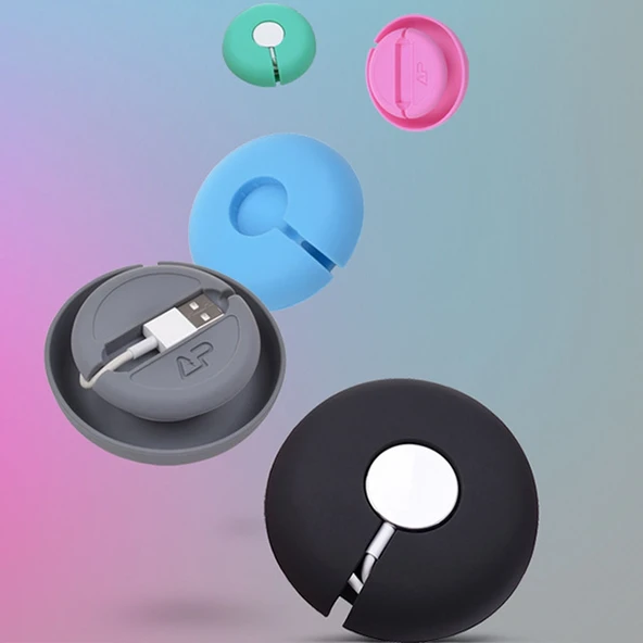 Apple Watch Orijinal Silikon Masaüstü Şarj Tutucu ve Kablo Düzenleyici Gri - 6