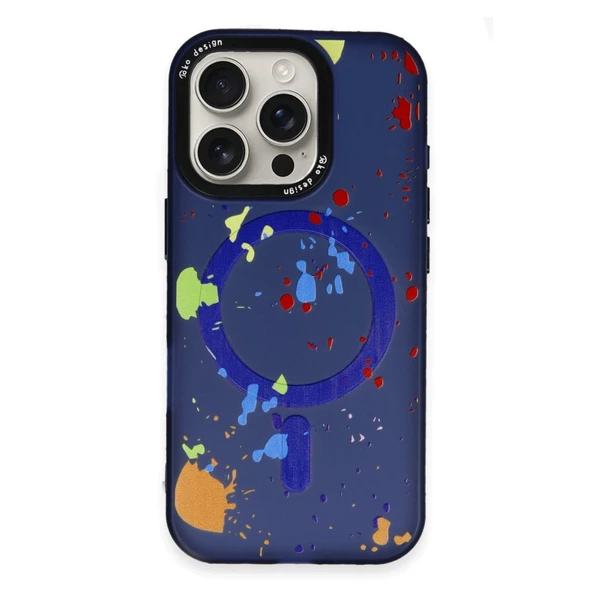 İPhone 16 Pro Uyumlu Magsafe Özellikli Gökkuşağı Kılıf - Resim 3