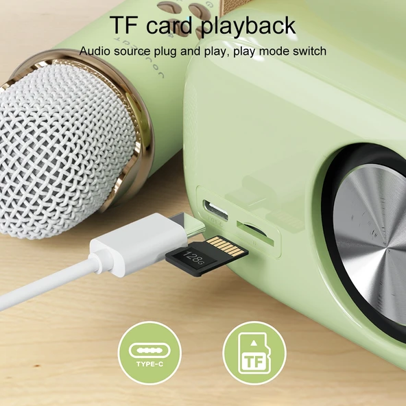 C20 Plus Çok Fonksiyonlu Karaoke Bluetooth Hoparlör ve Mikrofon Beyaz - 7