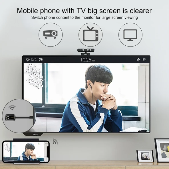 MiraScreen G9 Kablosuz Ekran Yansıtıcı 2.4G WiFi Çift Çekirdek 4K HDMI TV Stick Windows Android iOS Mac OS Uyumlu - 10