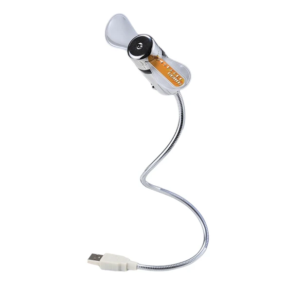 Mini Dayanıklı USB Saatli Esnek LED Işıklı Vantilatör DC 5V - 2