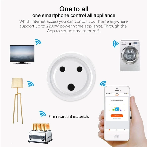 10A Mini Akıllı WiFi Priz Küçük Güney Afrika Hindistan Fiş Uzaktan Kumanda Zamanlayıcı Anahtarı Alexa Destekli - 5