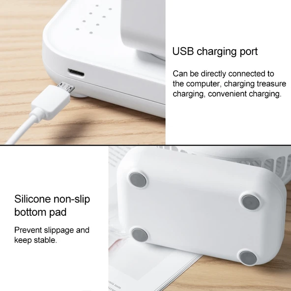 D606 4W USB Şarjlı Taşınabilir Masaüstü Vantilatör Pembe Dört Hız Ayarlı - 3