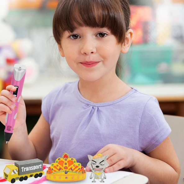 El Tipi 3D Yazıcı Kalem USB Girişli Pembe - 11