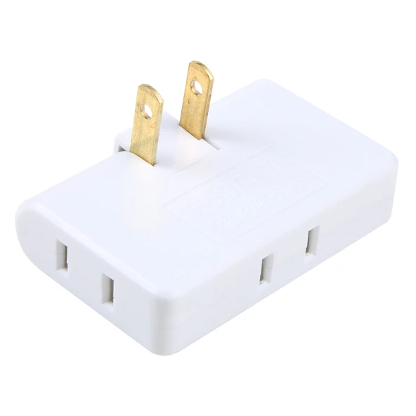 180 Derece Dönerli 1den 3e Çoklu Priz Mini İnce Kablosuz US Fiş 15A 110-220V Beyaz