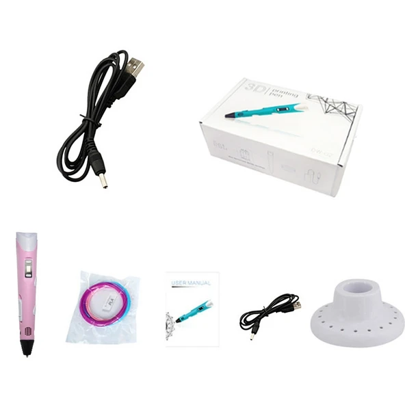 El Tipi 3D Yazıcı Kalem USB Girişli Pembe - 3