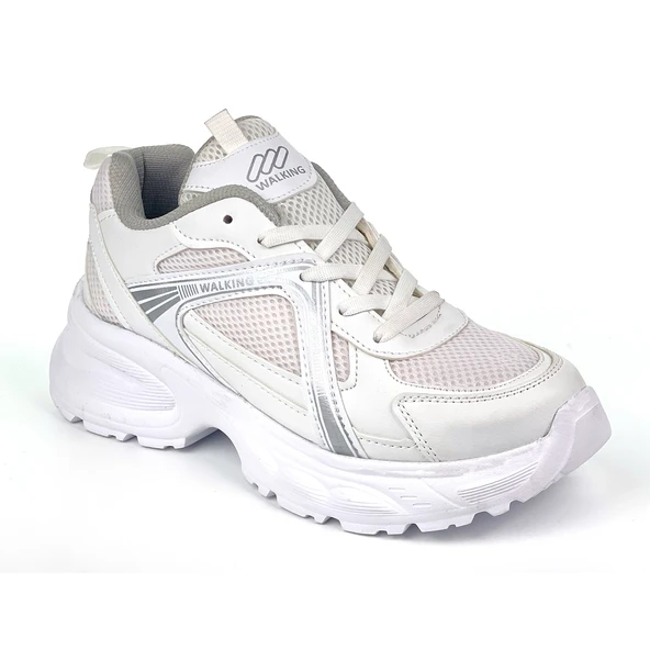 Kadın Beyaz Hafif Fileli Günlük Rahat Sneaker Spor Ayakkabı - Resim 2