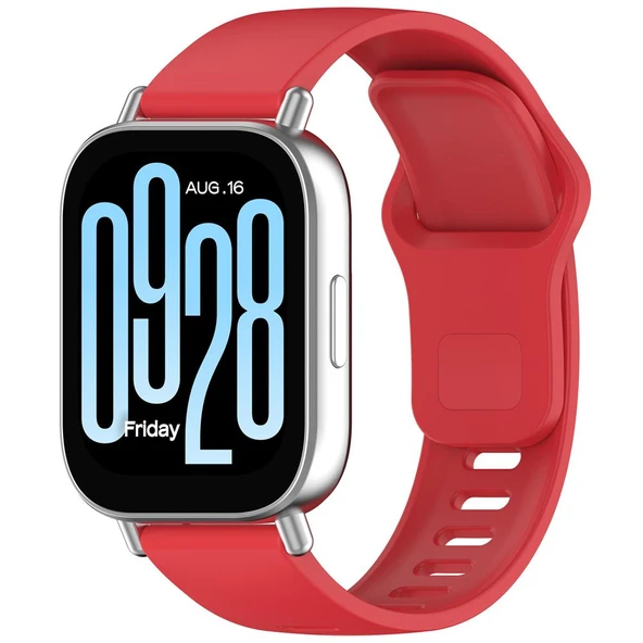 Xiaomi Redmi Watch 5 Active ve Watch 5 Lite Uyumlu Kırmızı Silikon Saat Kayışı Ters Tokalı