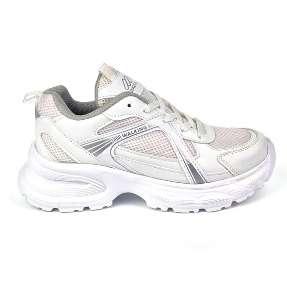 Kadın Beyaz Hafif Fileli Günlük Rahat Sneaker Spor Ayakkabı - Resim 3