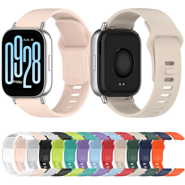 Xiaomi Redmi Watch 5 Active ve Watch 5 Lite Uyumlu Kırmızı Silikon Saat Kayışı Ters Tokalı - 5