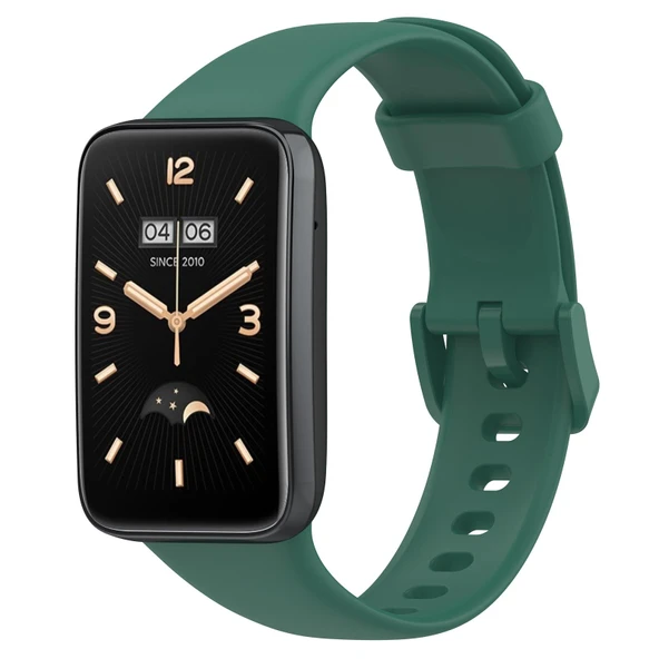 Xiaomi Mi Band 7 Pro Uyumlu Koyu Yeşil Silikon Saat Kayışı