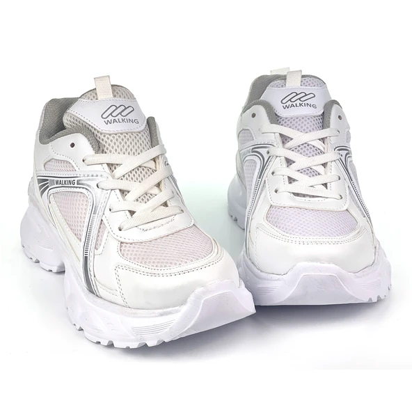 Kadın Beyaz Hafif Fileli Günlük Rahat Sneaker Spor Ayakkabı ürün görseli 1