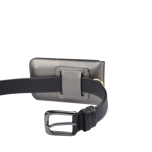 Gri Erkek Telefon Bel Çantası Deri Çift Bölmeli Lambskin Dokulu Büyük Boy - 7
