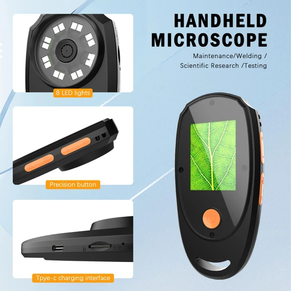 CPL-05-0011 2MP 2 Inç HD Ekranlı Taşınabilir Dijital Mikroskop 500X Büyütme Siyah - 4