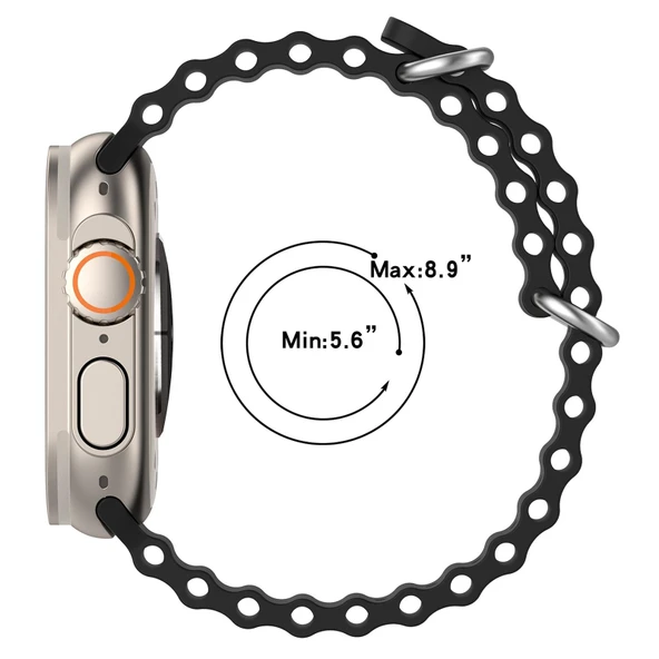 Apple Watch Silikon Kayış Midnight Renk 44mm 45mm 46mm 49mm Uyumlu - 6