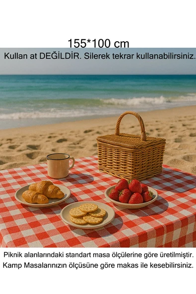 DysCase Piknik Örtüsü, Leke Tutmaz Kamp Masa Örtüsü, Pvc Kaplı Su Geçirmez, Kolay Silinebilir - 2