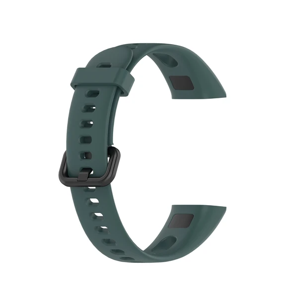 Huawei Honor Band 5i Band 4 Metal Tokalı Zeytin Yeşili Silikon Saat Kayışı - Ayarlanabilir Boy - 3