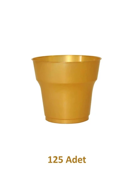 Omeyva Parti Davet Piknik Renkli Mika Plastik Sert Mika Bardak - Altın - 125 Adet - Resim 2