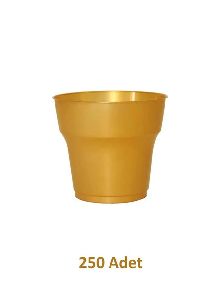 Omeyva Parti Davet Piknik Renkli Mika Plastik Sert Mika Bardak - Altın - 250 Adet - Resim 2