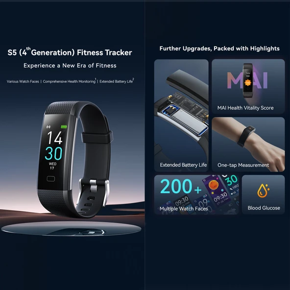S5-4 Akıllı Bileklik Kırmızı IP68 Su Geçirmez Nabız ve Spor Takipçisi - 5