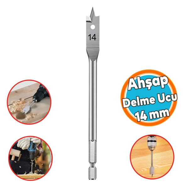 Ahşap Delme Ucu Matkap Ucu Tahta Sunta Plastik Alçıpan Delme Ucu Bits Yaprak Uç 14 mm