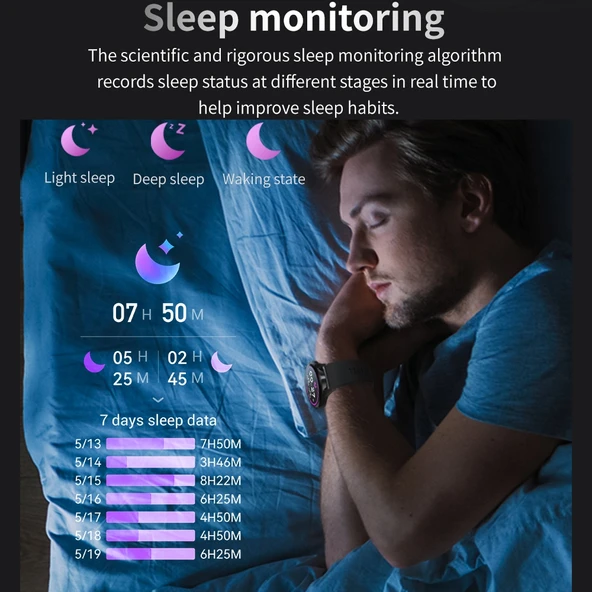 TM05 Pro Akıllı Bileklik 146 İnç Deri Kordon IP67 Su Geçirmez Bluetooth Arama Nabız Kan Basıncı Kan Oksijen Gümüş - 7