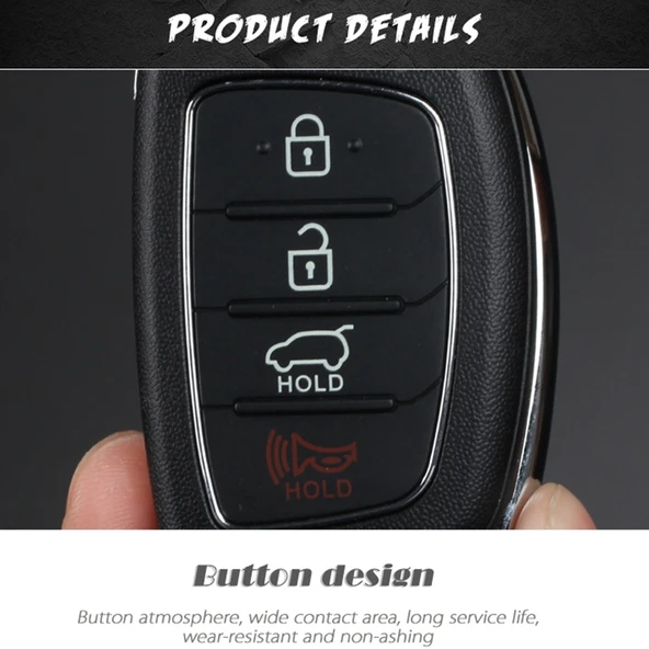 Hyundai 3 Tuşlu Katlanabilir Araba Anahtarı Kabı Gümüş Metal Kenarlı - 3