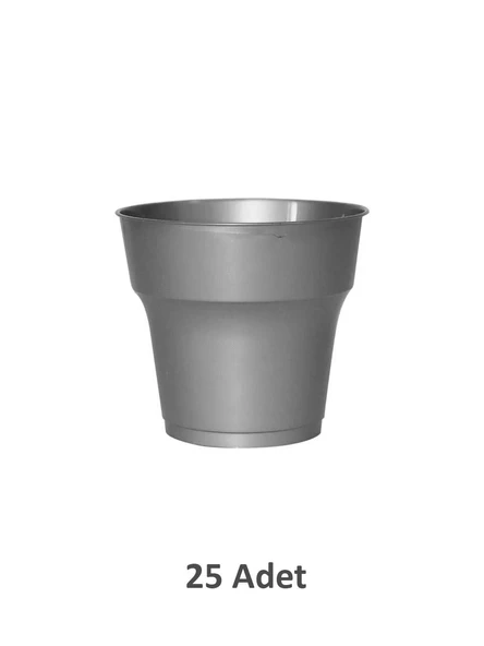 Omeyva Parti Davet Piknik Renkli Mika Plastik Sert Mika Bardak - Gümüş - 25'li Paket - Resim 2