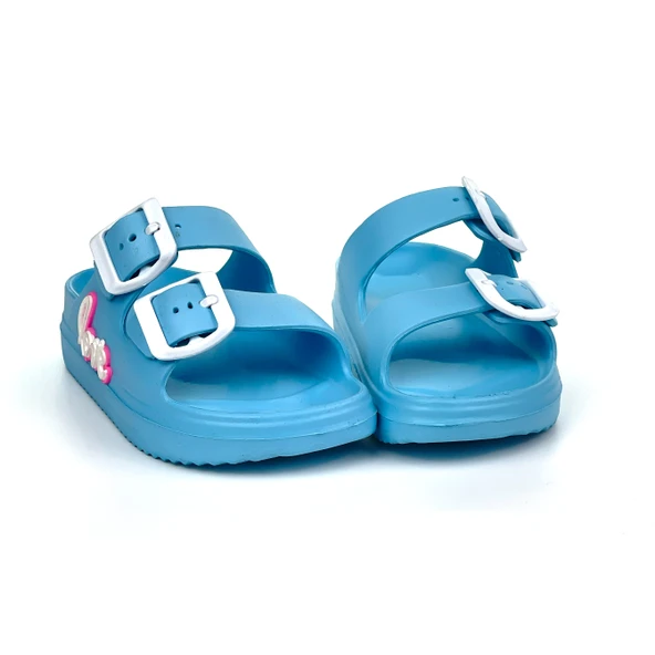Erkek Çocuk Mavi Tokalı Figürlü Ortopedik Rahat Günlük Terlik