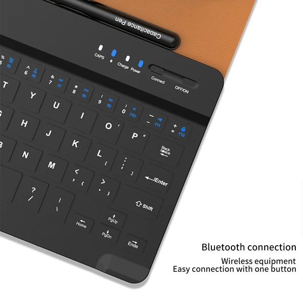 Samsung Galaxy Z Fold5 Uyumlu Bluetooth Klavye Kalem Mouse Kılıf Seti Siyah - 4